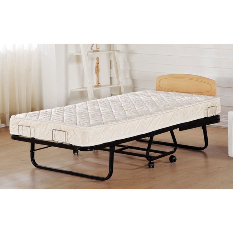 Beds & Bed Frames Folding Bed Beige Memory Foam Mattress Sturdy Metal